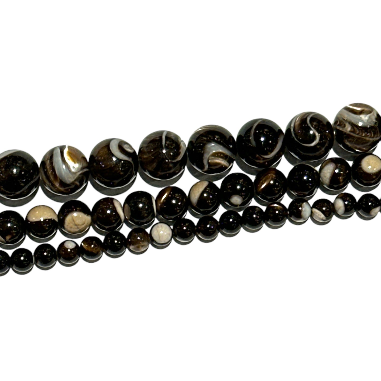 Fil de perle nacre noire chauffé A - Foliesbijoux