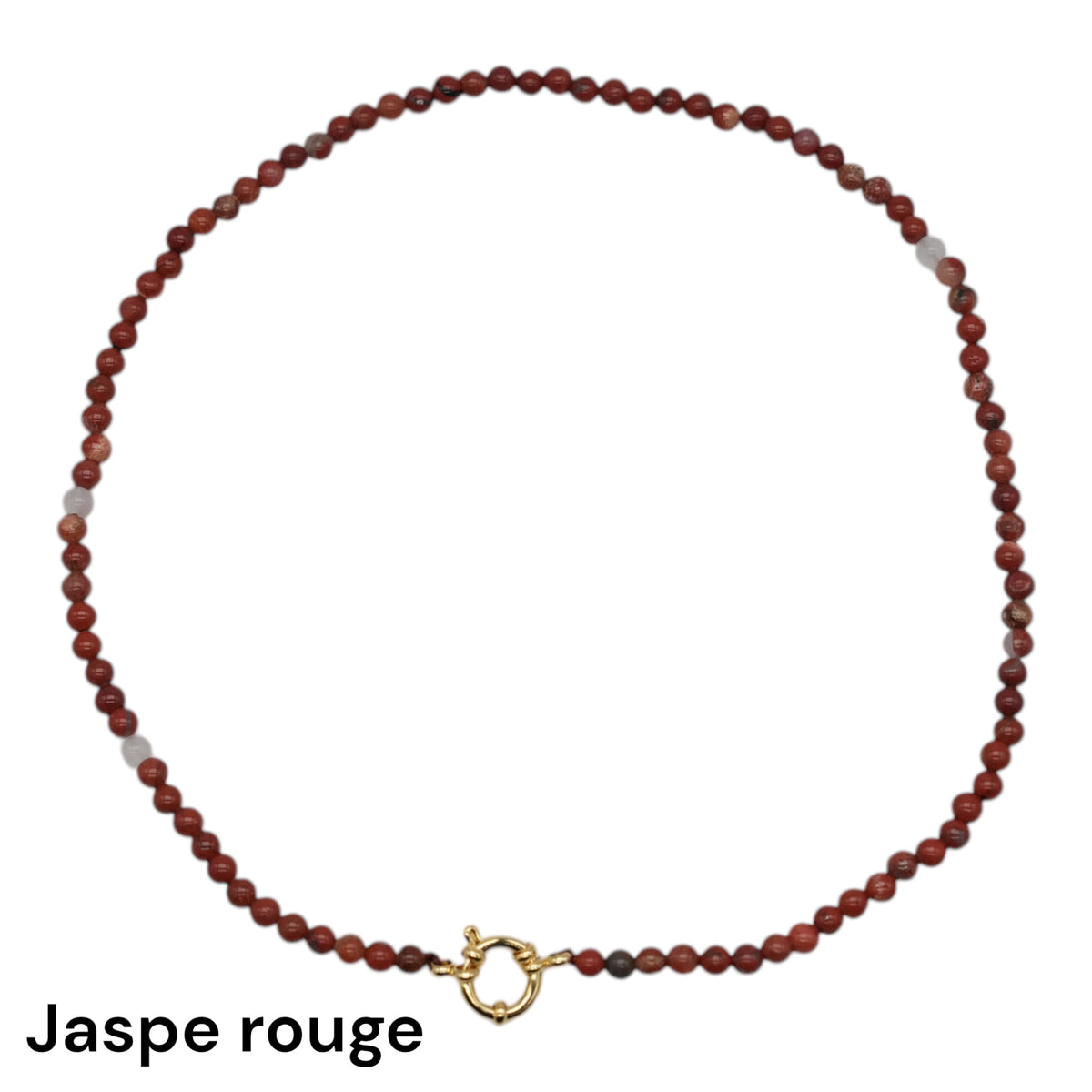 Collier 43 cm 4 mm avec fermoir boué en acier inoxydable dorée (20 pierres disponibles) - Foliesbijoux