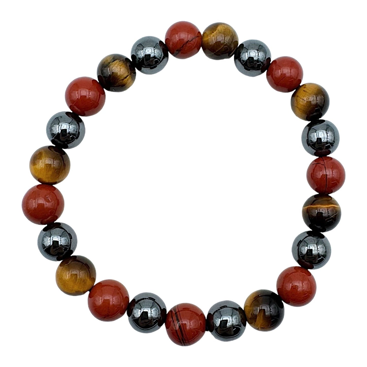 Bracelet Vitalité AA — Oeil de tigre, Jaspe rouge & Hématite (numéro 13) - Foliesbijoux