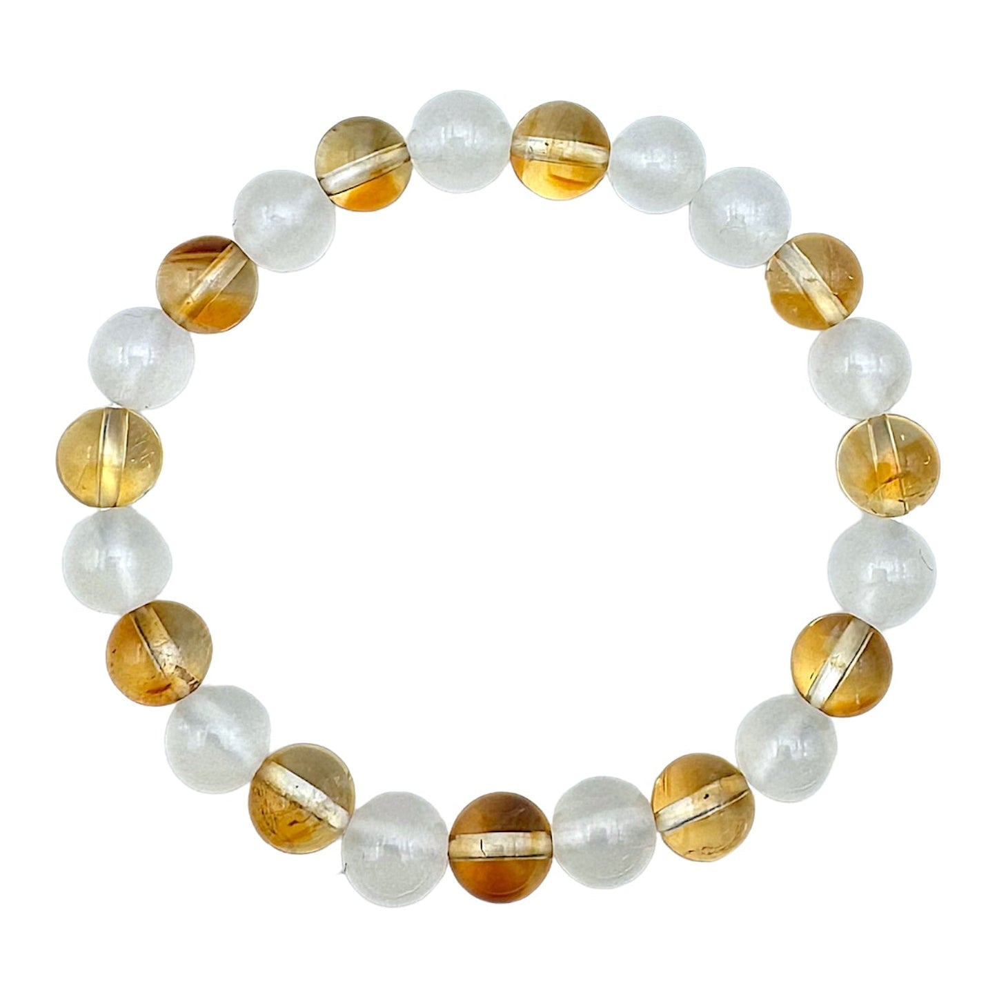 Bracelet Harmonie Corps & Esprit AA — Selenite, Citrine chauffée A (numéro 7) - Foliesbijoux