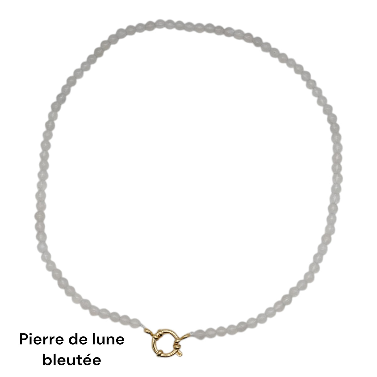 Collier 43 cm en 4 mm avec fermoir boué en acier inoxydable dorée (20 pierres disponibles) - Foliesbijoux