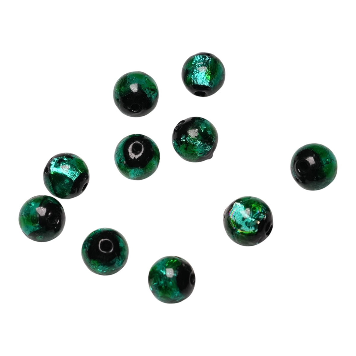 10 perles de verre phosphorescente verte #11 - Foliesbijoux