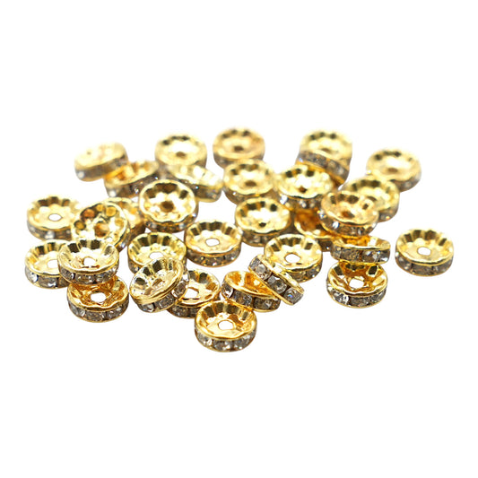 Lot de 100 breloques strass intercalaire PSD1 en cuivre doré
