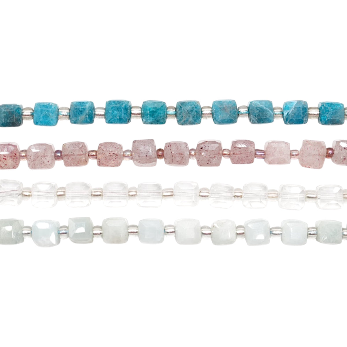 Strand of faceted cube beads 8x8 mm (4 stones available)