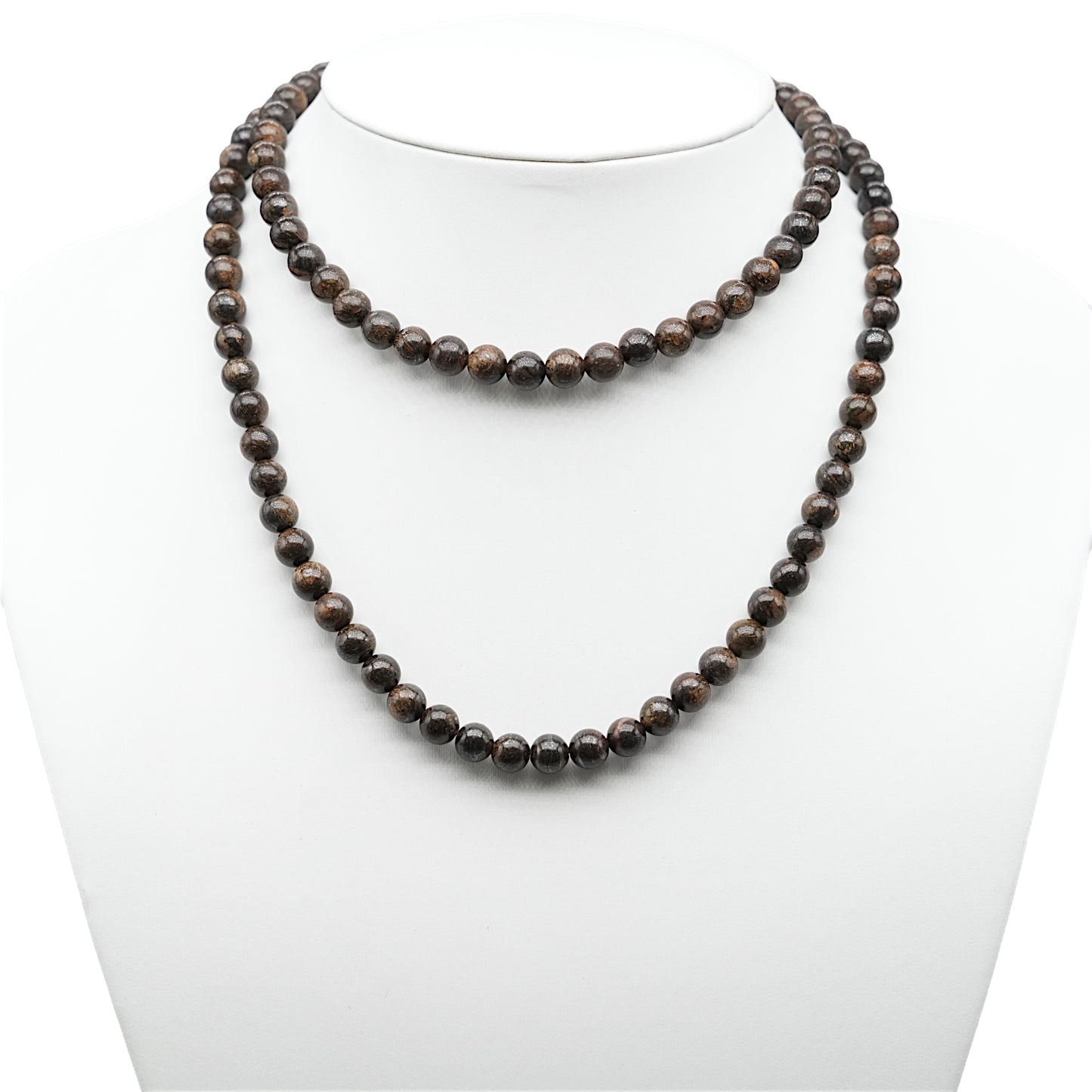 Collier sautoir 75 cm boule Bronzite 6 mm - Foliesbijoux