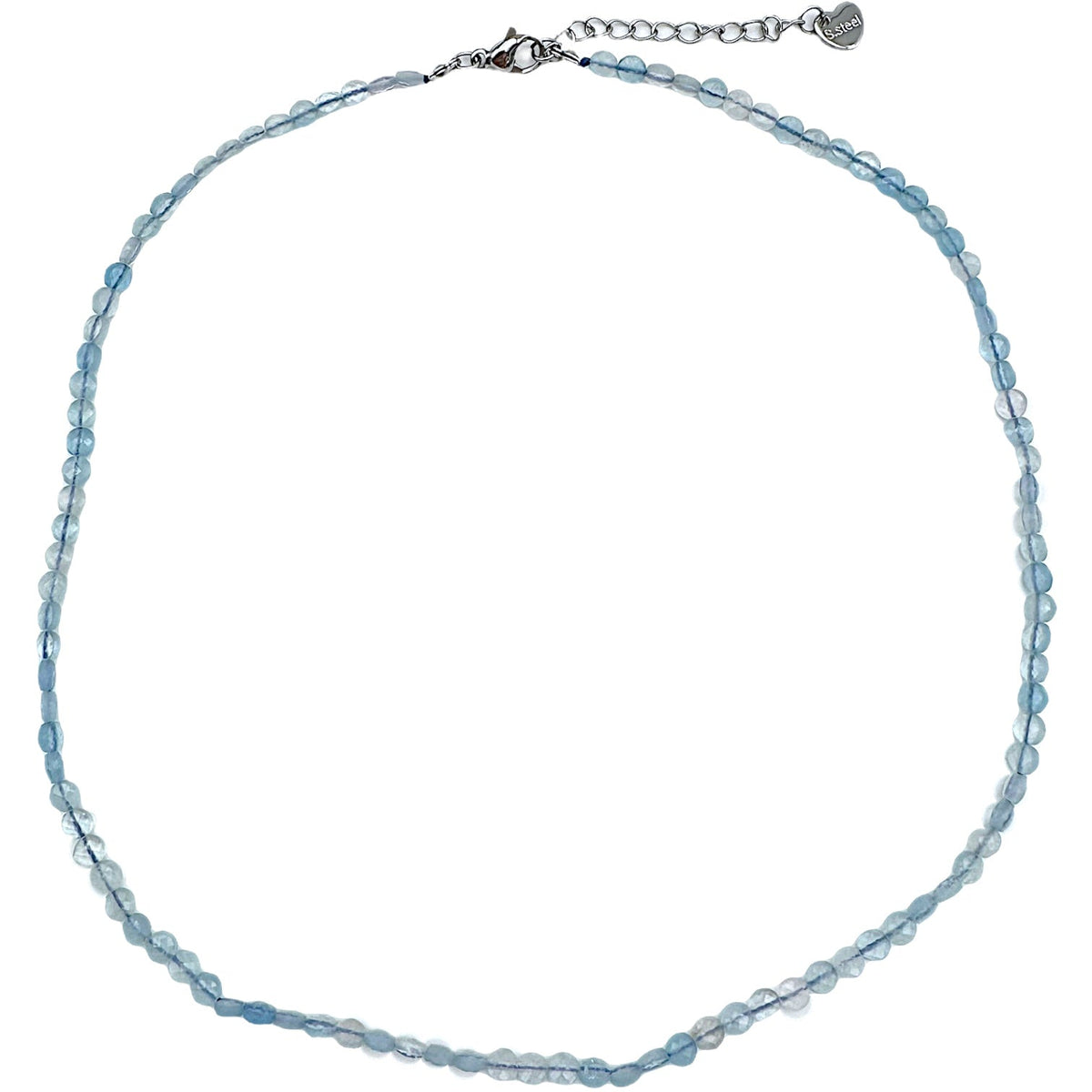 Collier aigue marine rond plat 4mm acier inoxydable doré/argenté - Foliesbijoux