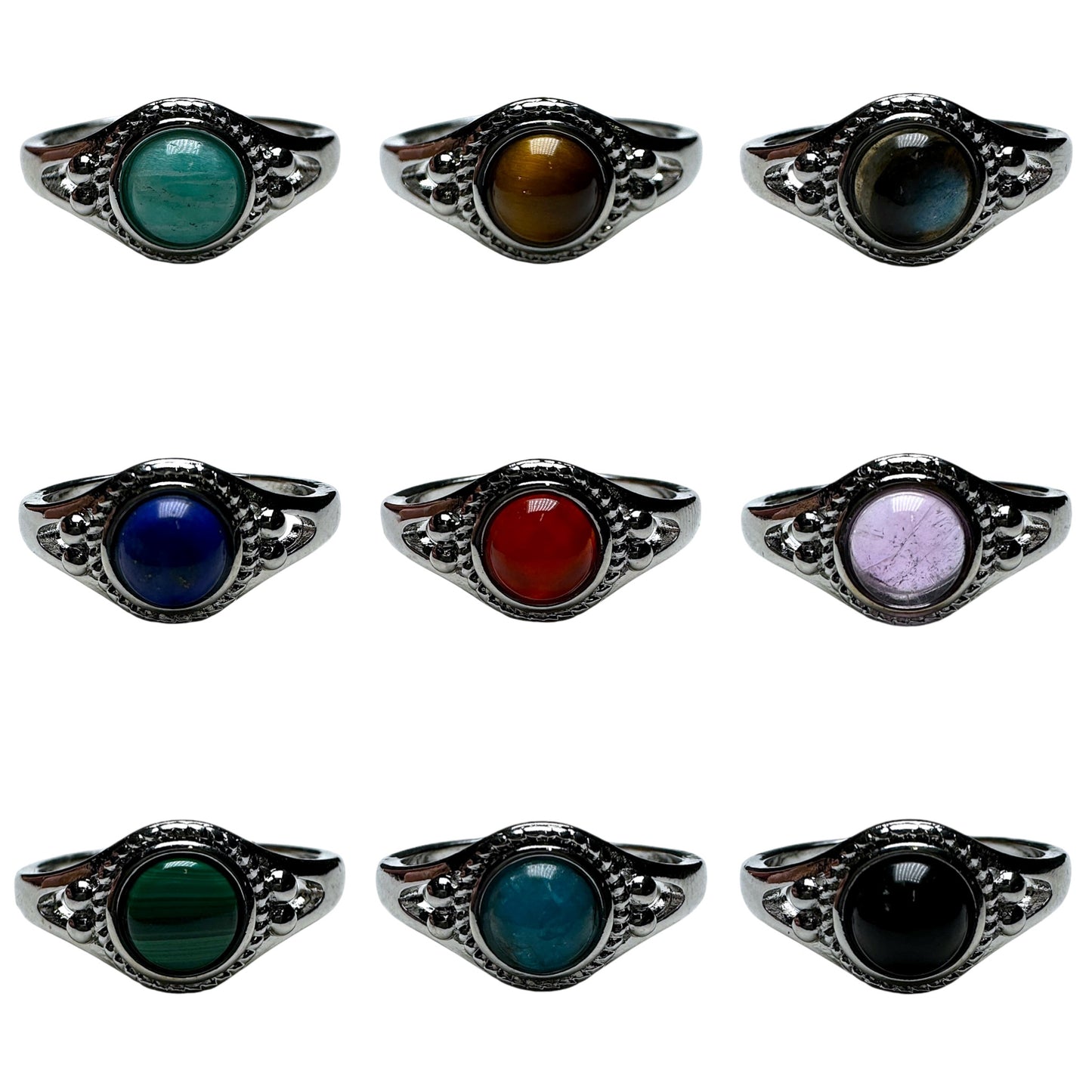 Bague en laiton rhodié & pierre naturelle (Réglable) #5 - Foliesbijoux