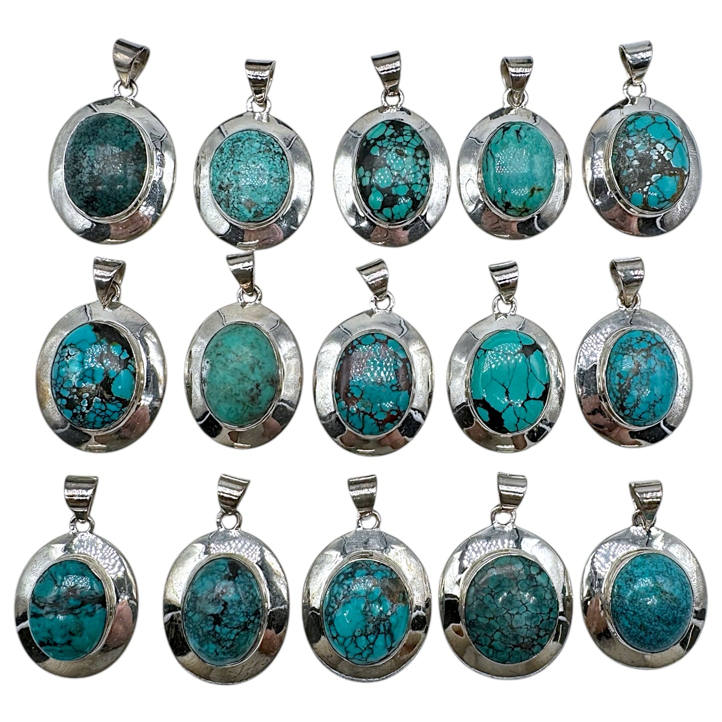 Pendentif argent 925 & Turquoise naturelle (aléatoire) - Foliesbijoux