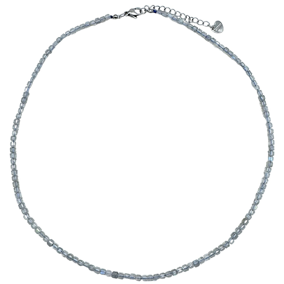 Collier Labradorite carré 3x3mm acier inoxydable doré/argenté - Foliesbijoux