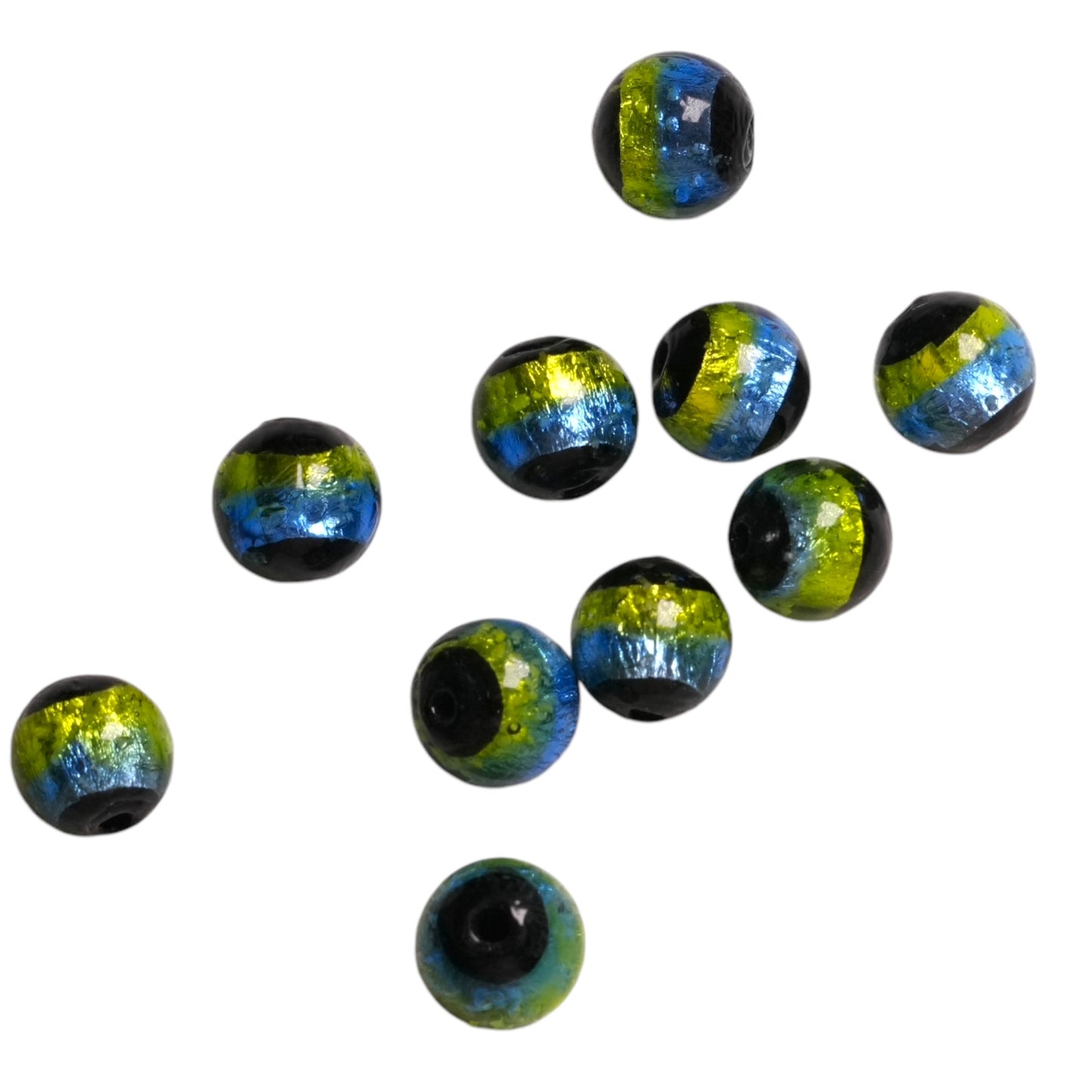 10 perles de verre phosphorescente bleu vert #20 - Foliesbijoux