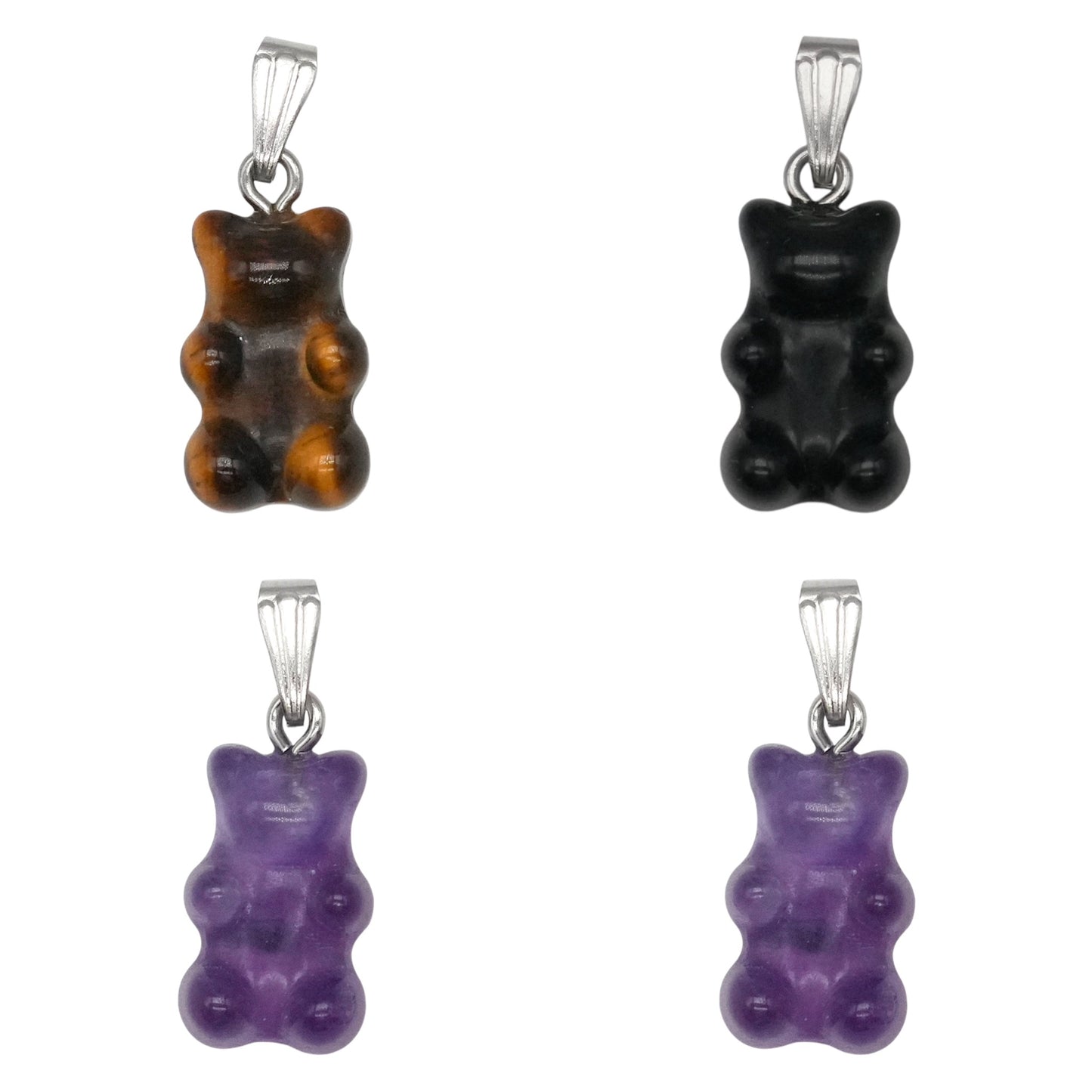 Pendentif ourson en pierre 2,5x1 cm (3 pierres disponible) - Foliesbijoux