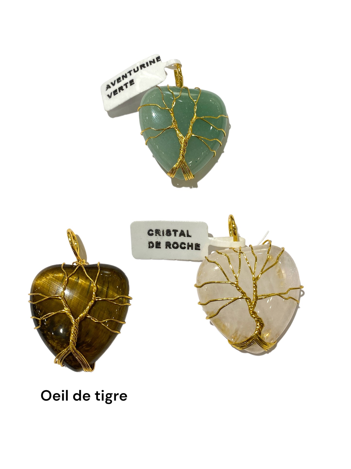 Pendentif en arbre de vie forme coeur doré - Foliesbijoux