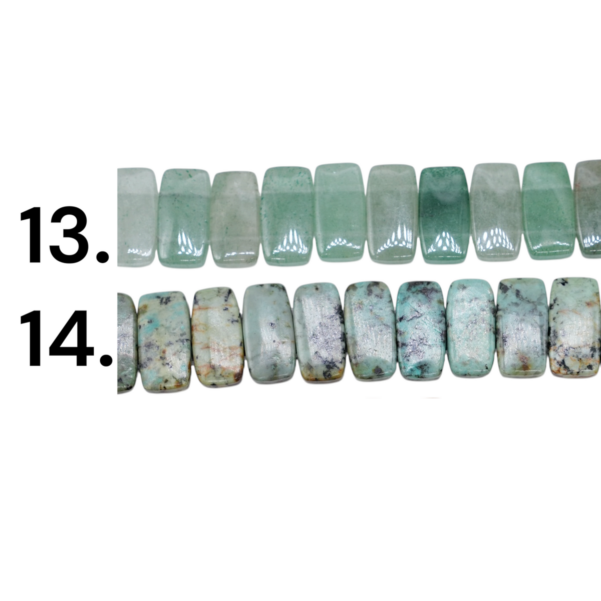 Fil de perles rectangulaires à 2 trous en pierre naturelle (14 pierres disponibles)