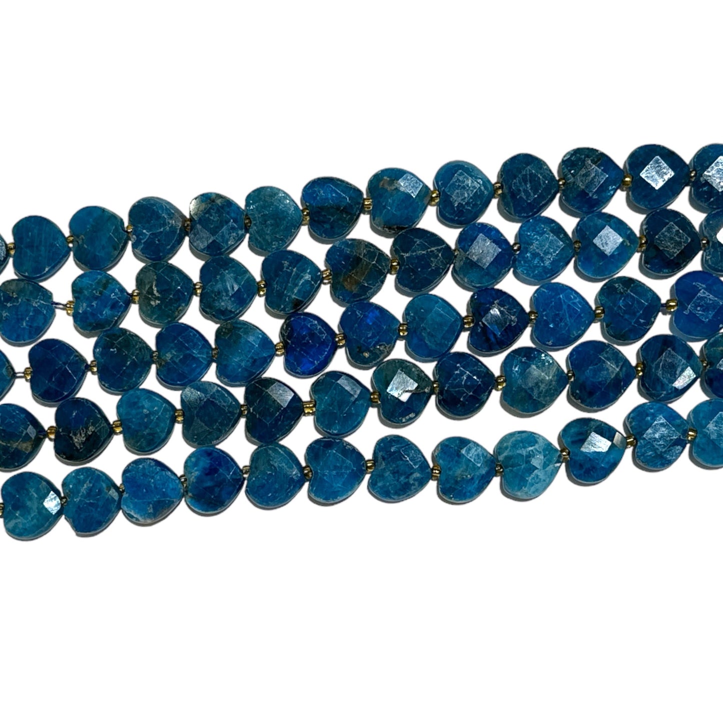 Fil de coeur facetté en apatite bleue 12mm - Foliesbijoux