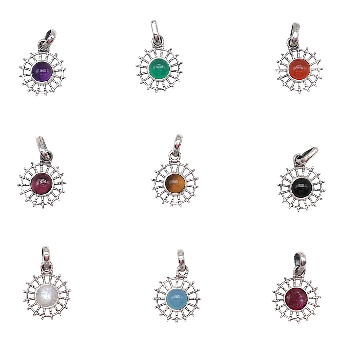 Pendentif pierre & argent 925 (10 pierres disponible) - Foliesbijoux