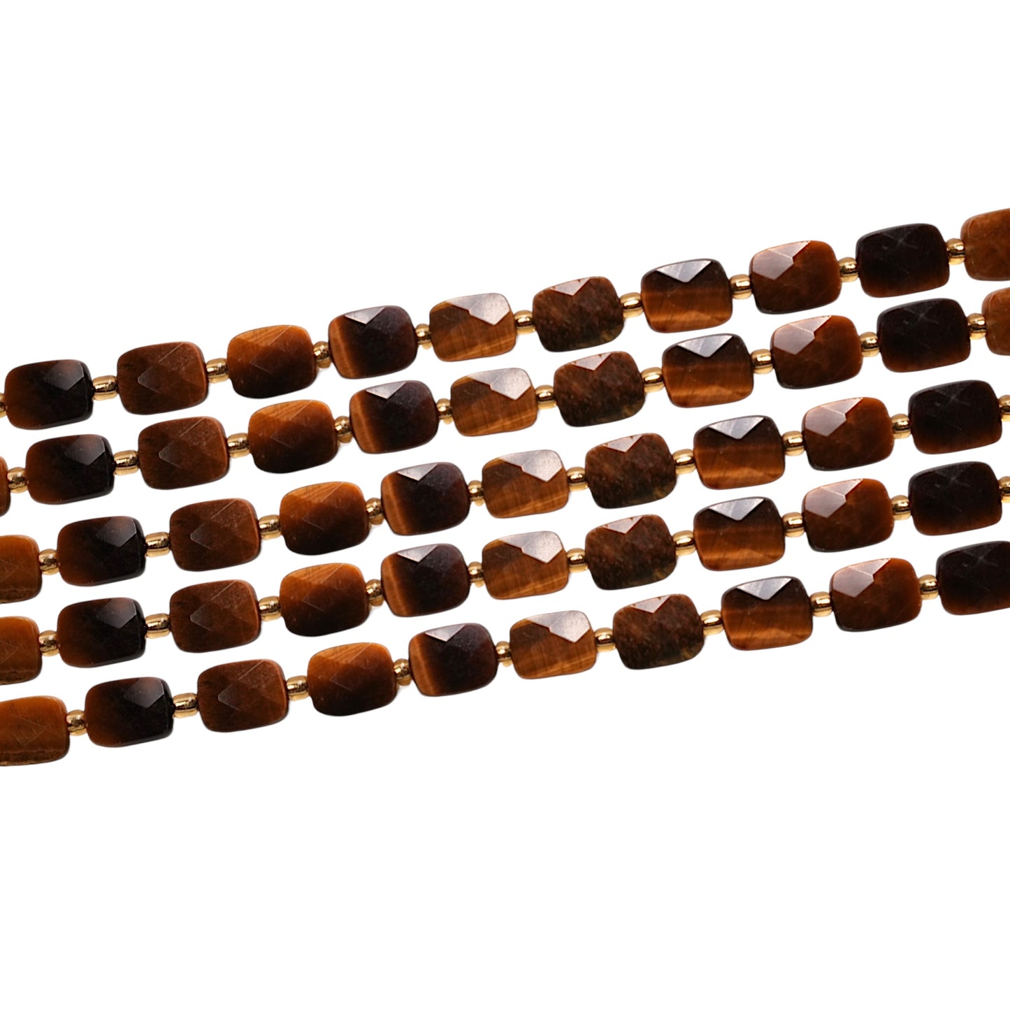 Fil de 32 Oeil de tigre rectangulaire 8x10 mm - Foliesbijoux