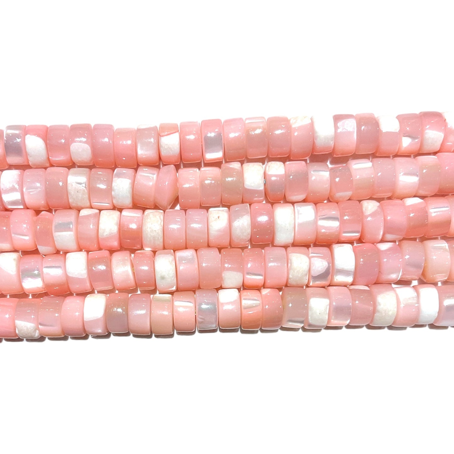 Fil de perle Heishi rose claire en Nacre - Foliesbijoux