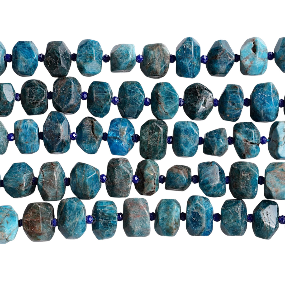 Fil de perle forme libre facetté Apatite bleue 13x18 mm (référence 111)