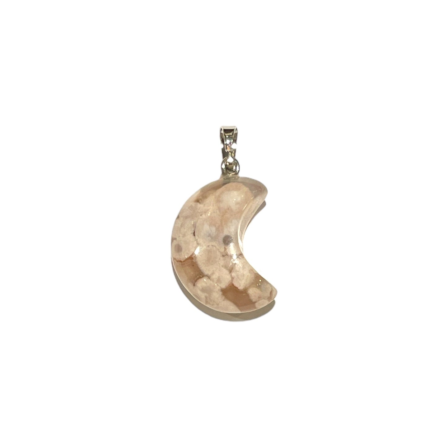 Pendentif Agate Fleur de cerisier en lune - Foliesbijoux
