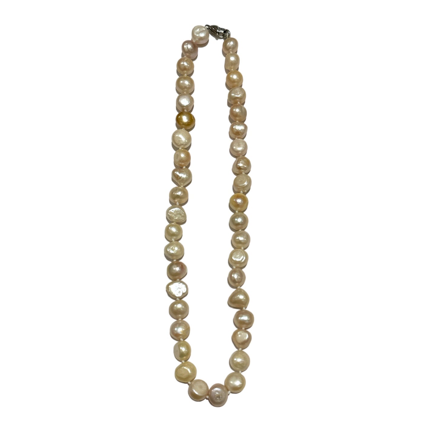 Collier en perles d’eau douce plat orangée - Foliesbijoux