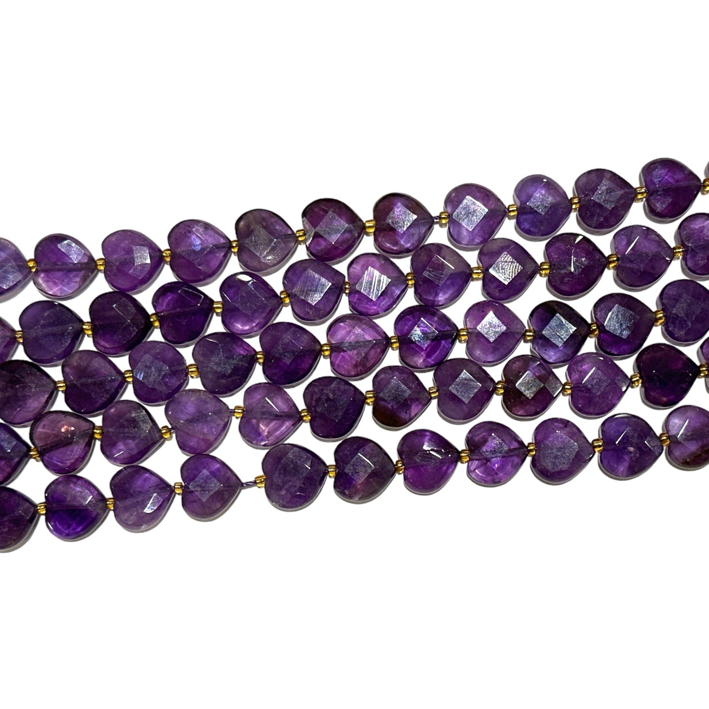 Fil de coeur facetté en amethyste 12mm - Foliesbijoux
