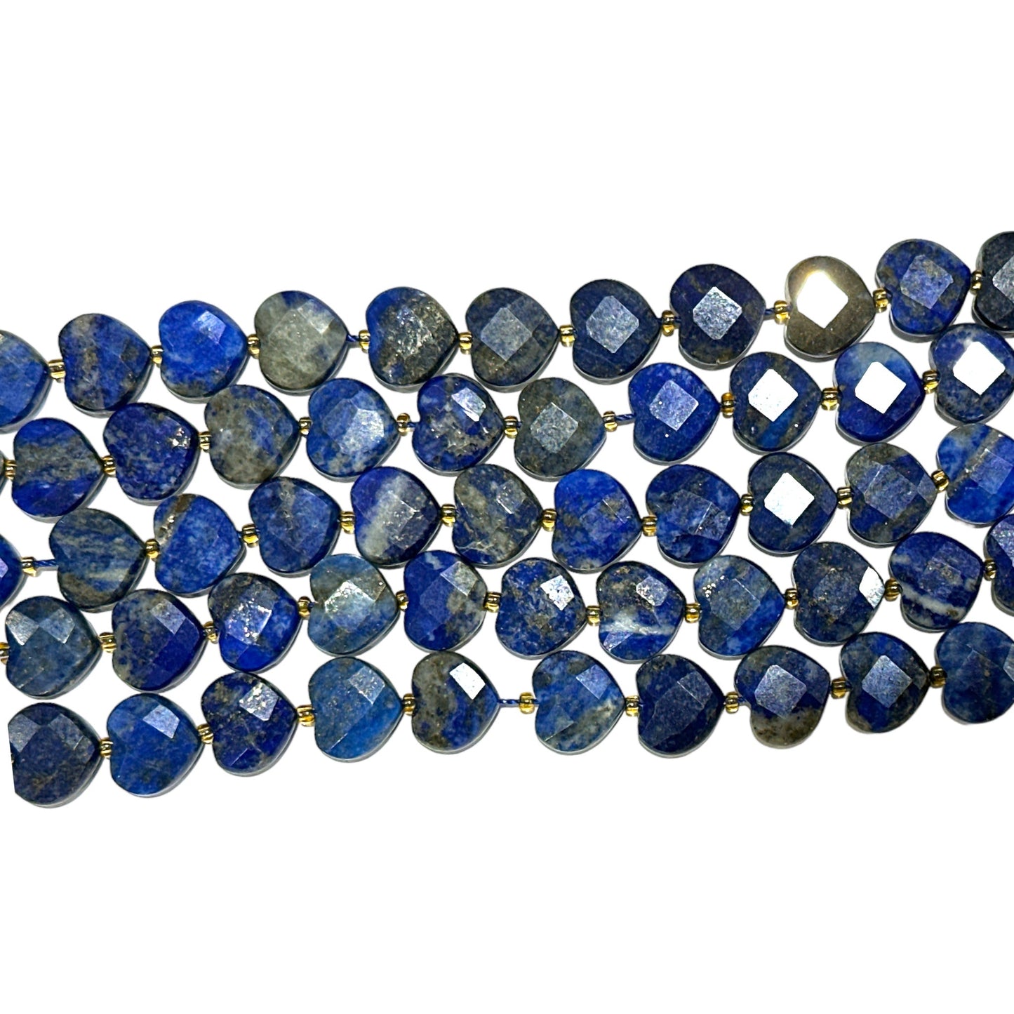 Fil de coeur facetté en lapis naturelle 12mm - Foliesbijoux
