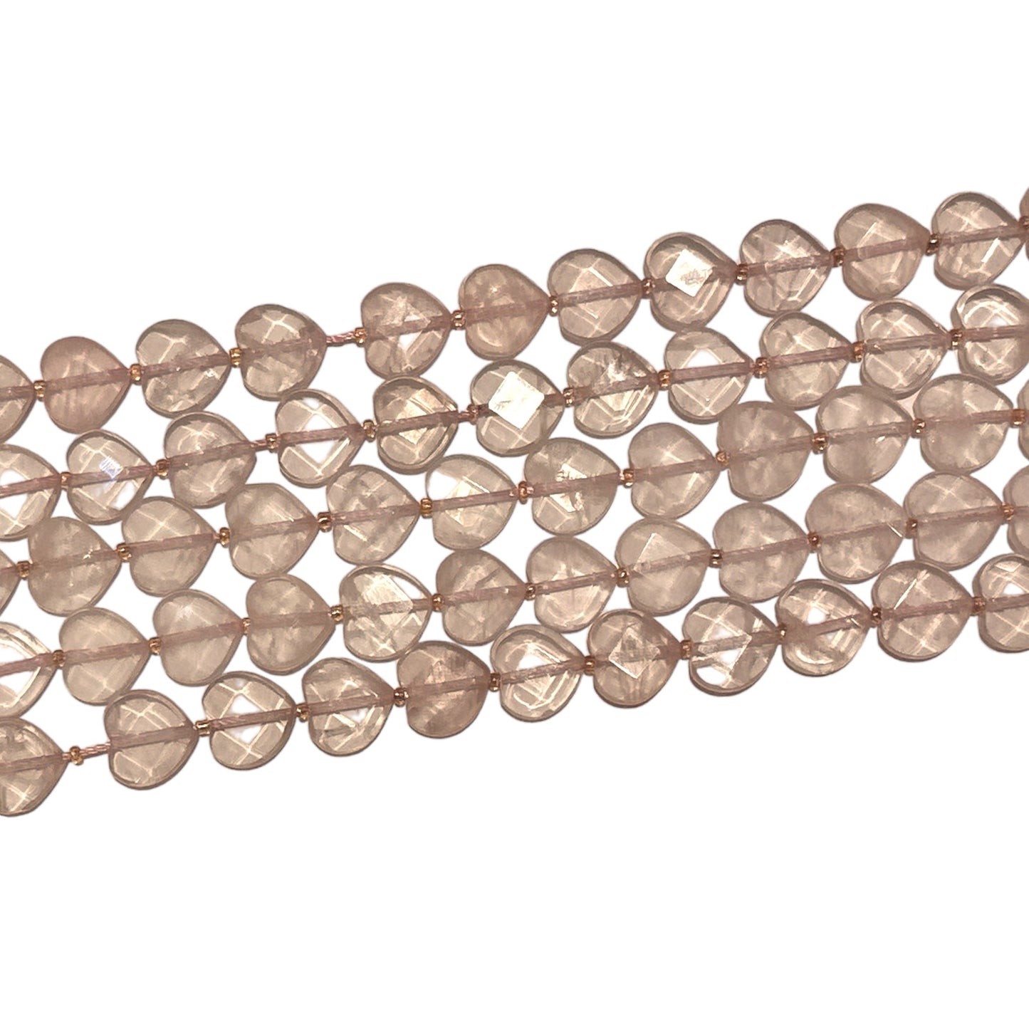 Fil de coeur facetté en quartz rose 12mm - Foliesbijoux