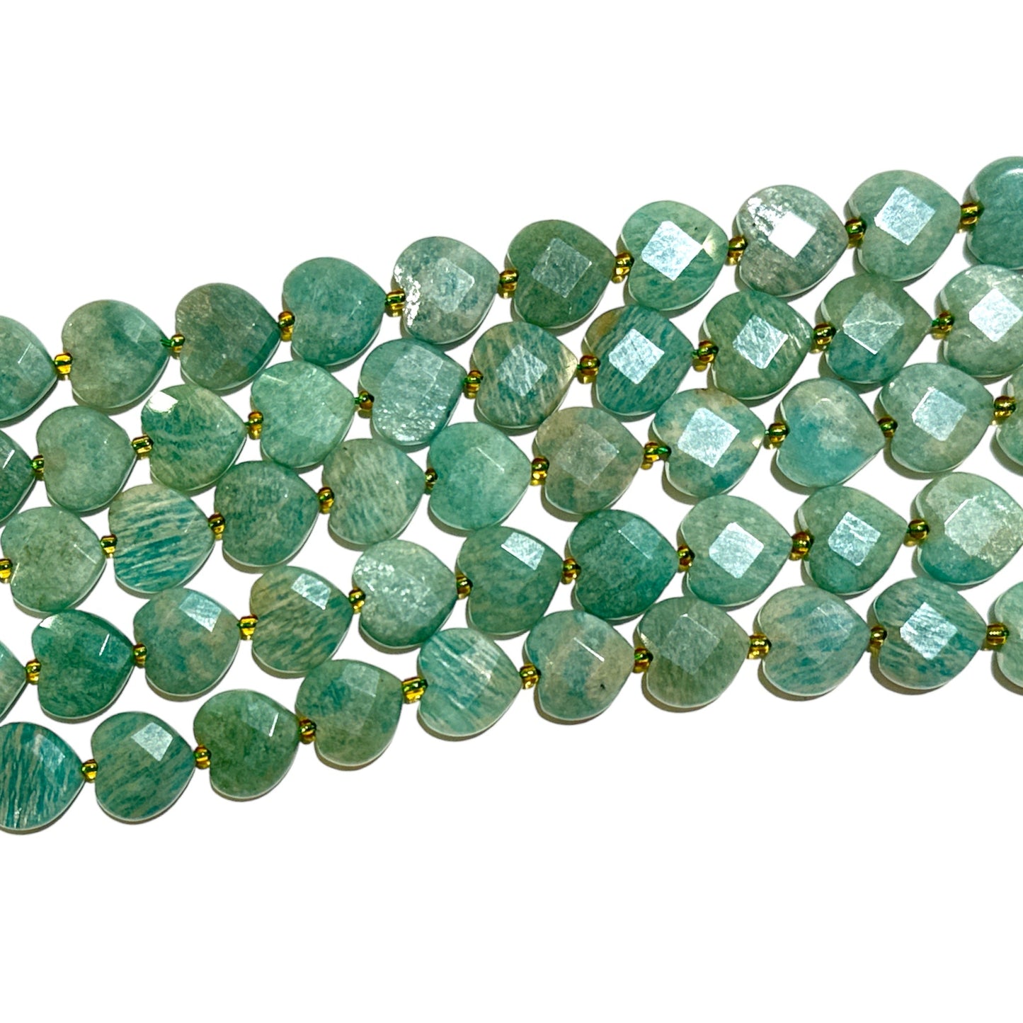 Fil de coeur facetté en amazonite 12mm - Foliesbijoux