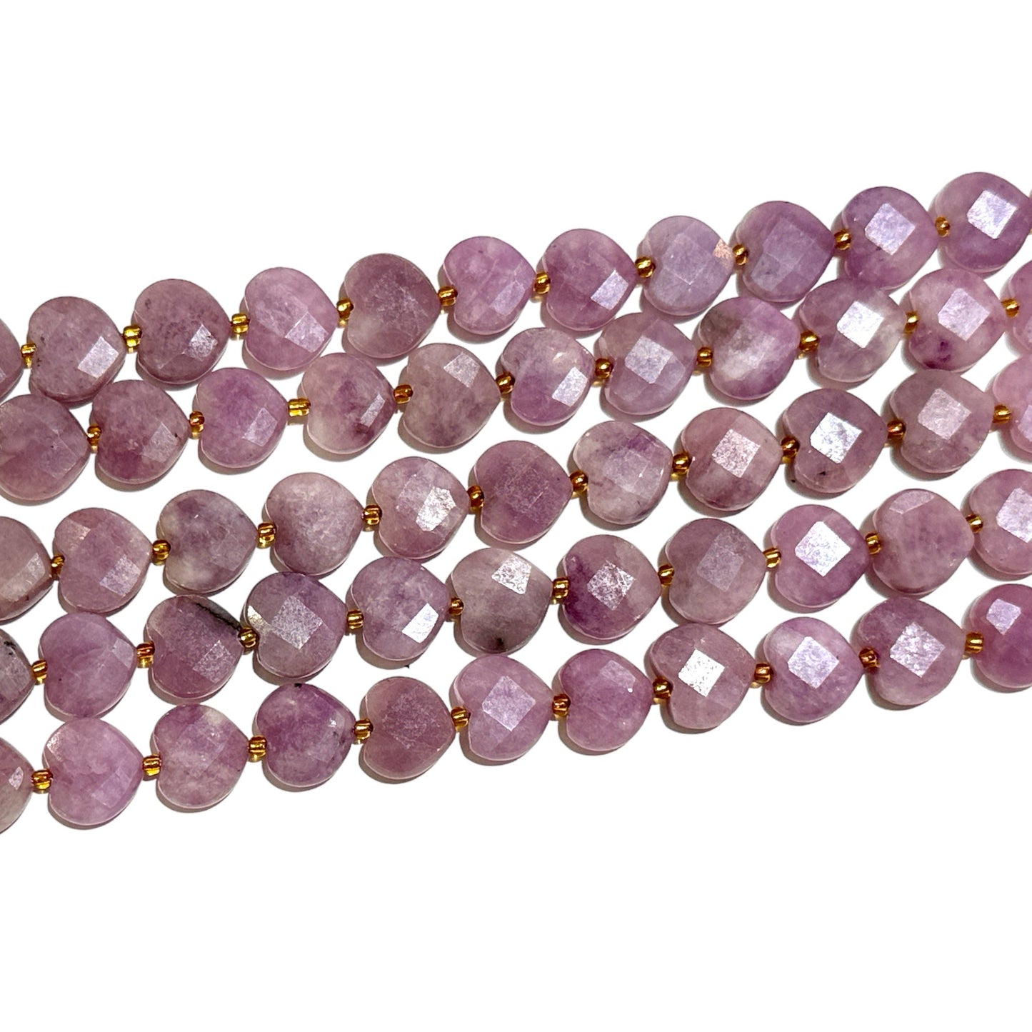 Fil de coeur facetté en lepidolite 12mm - Foliesbijoux