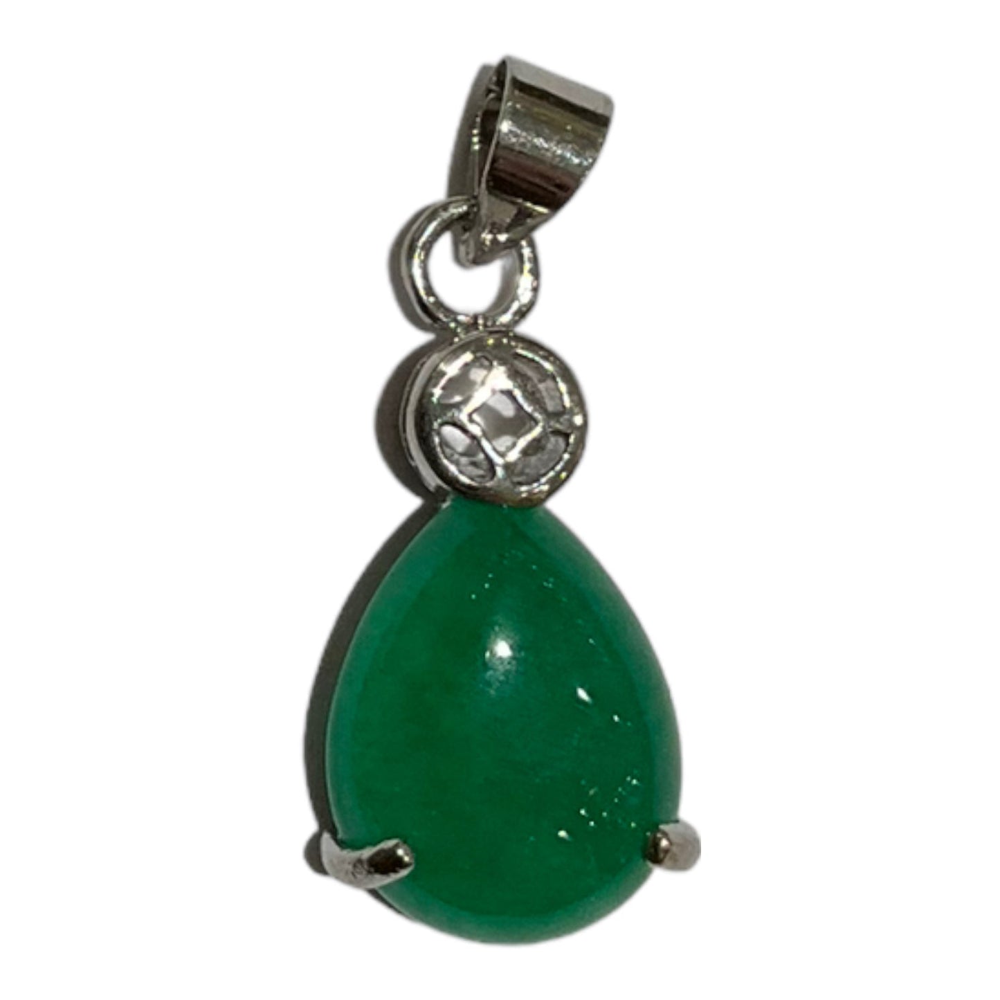 Pendentif goutte arrondie en Agate verte - Foliesbijoux