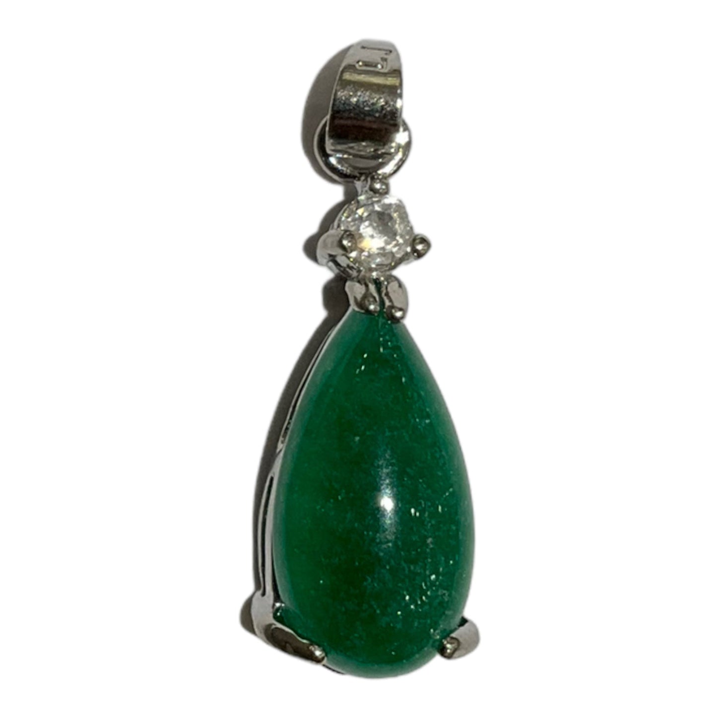 Pendentif goute allongé en Agate verte - Foliesbijoux