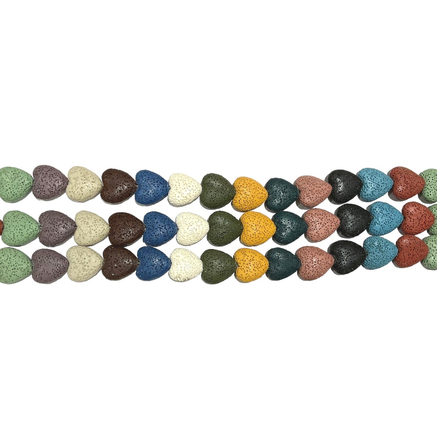 Fil de perle Pierre de lave cœur multicouleur A - Foliesbijoux