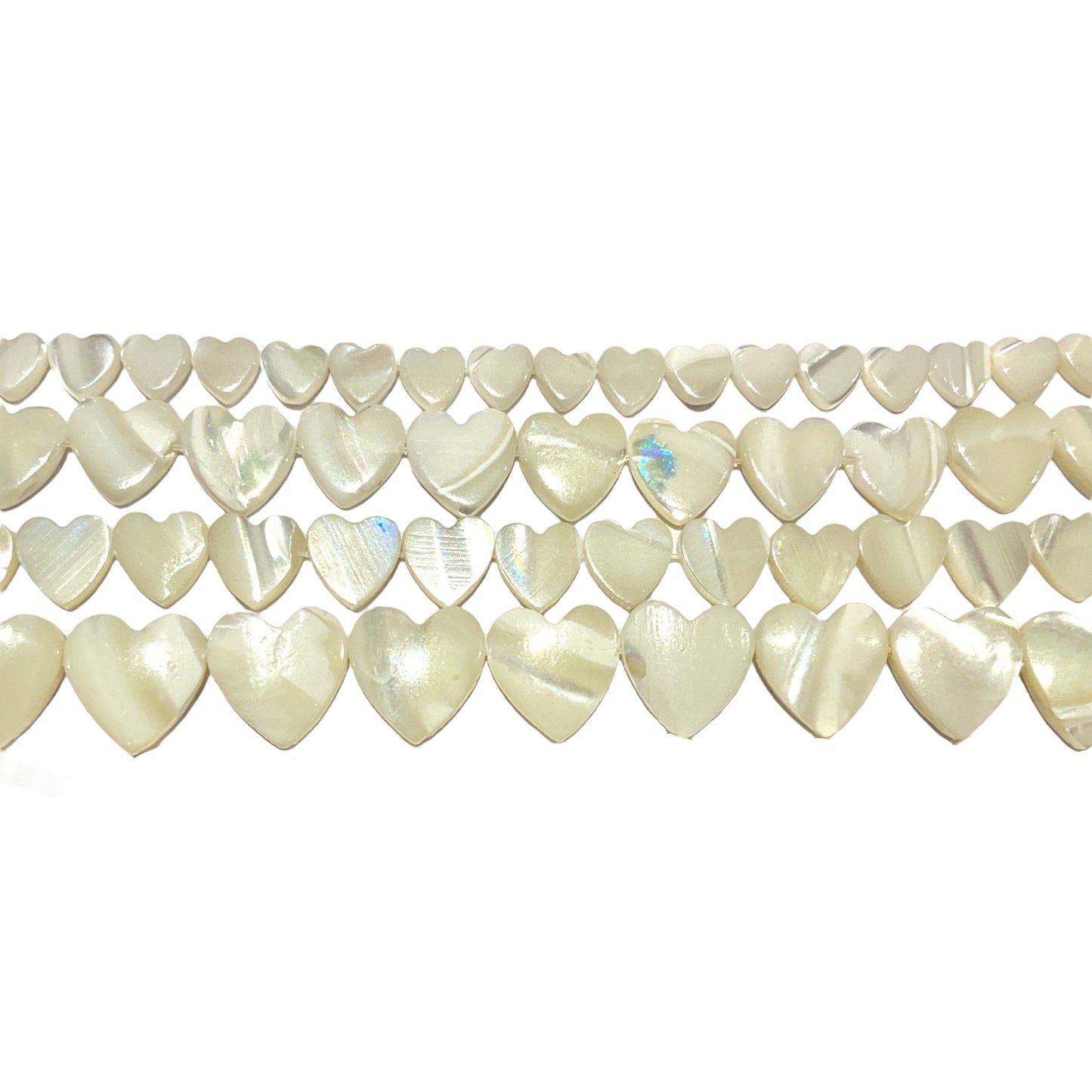 Fil de coeur percé latéralement en nacre blanche - Foliesbijoux