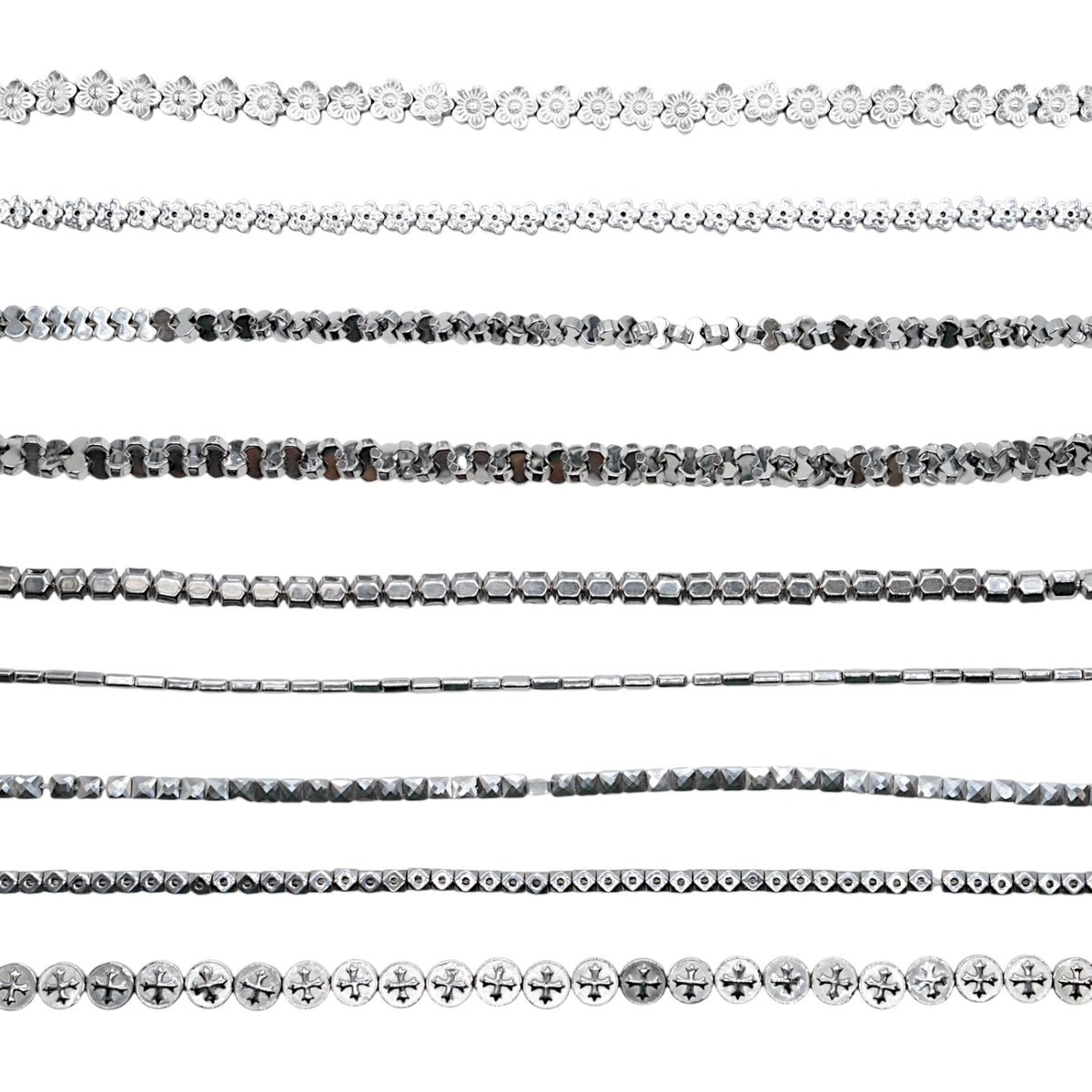 Fil de perle Hématite electroplaquée argentée HEA (249 à 258)
