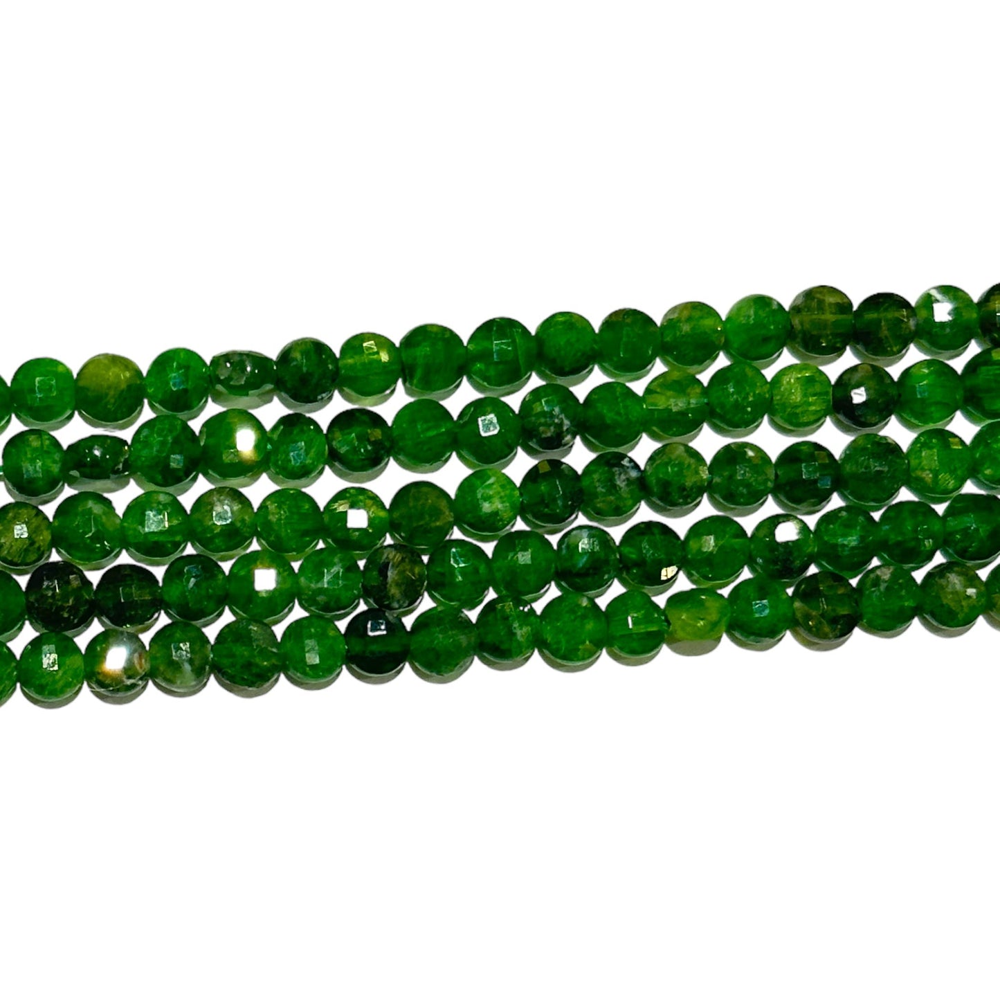 Fil de Diopside en rond plat facetté 4mm - Foliesbijoux