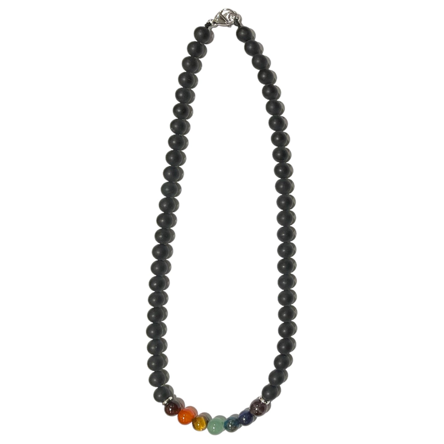Collier boule 7 Chakras Onyx noir mat - Foliesbijoux