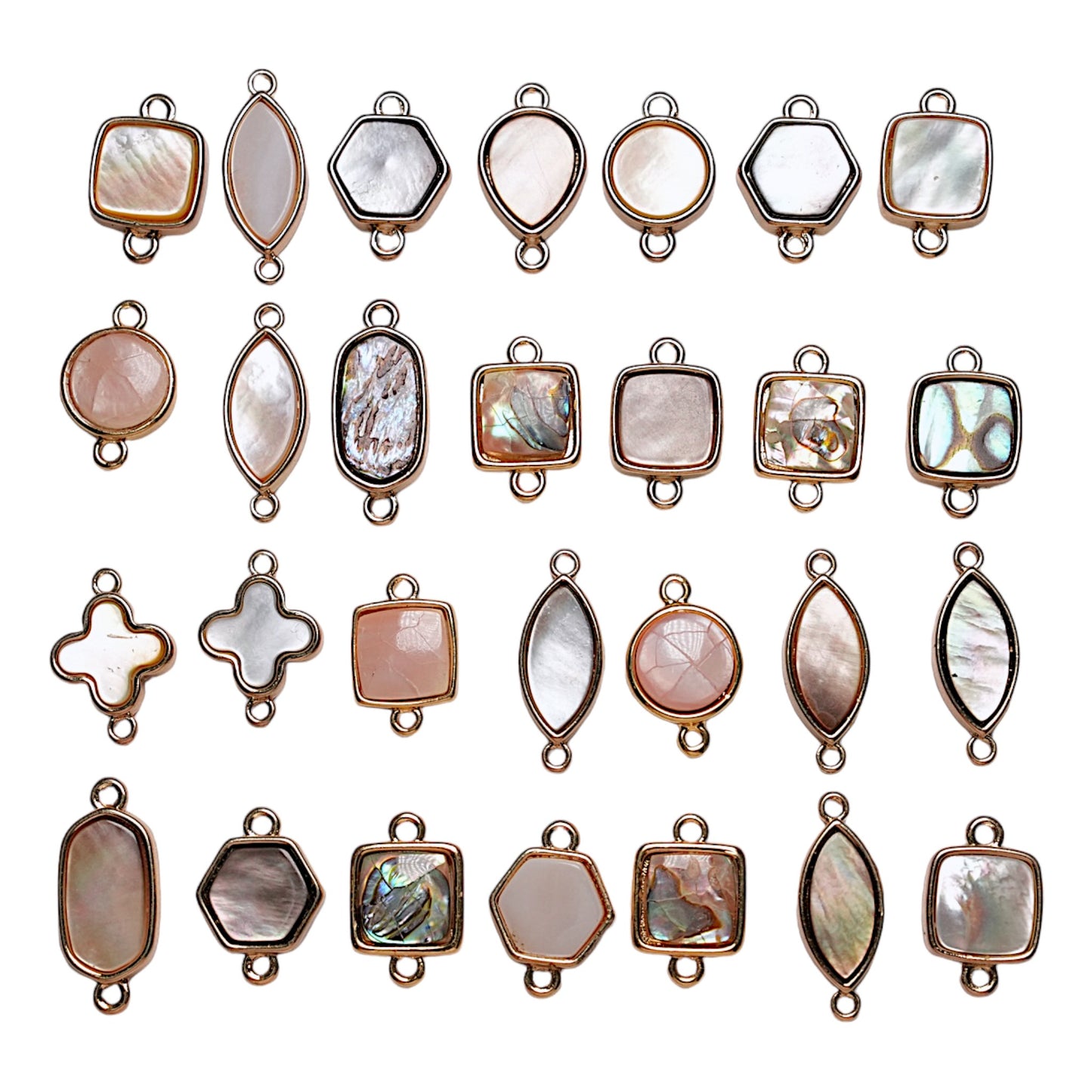 5 connecteurs en nacre naturelle et laiton doré aléatoire - Foliesbijoux