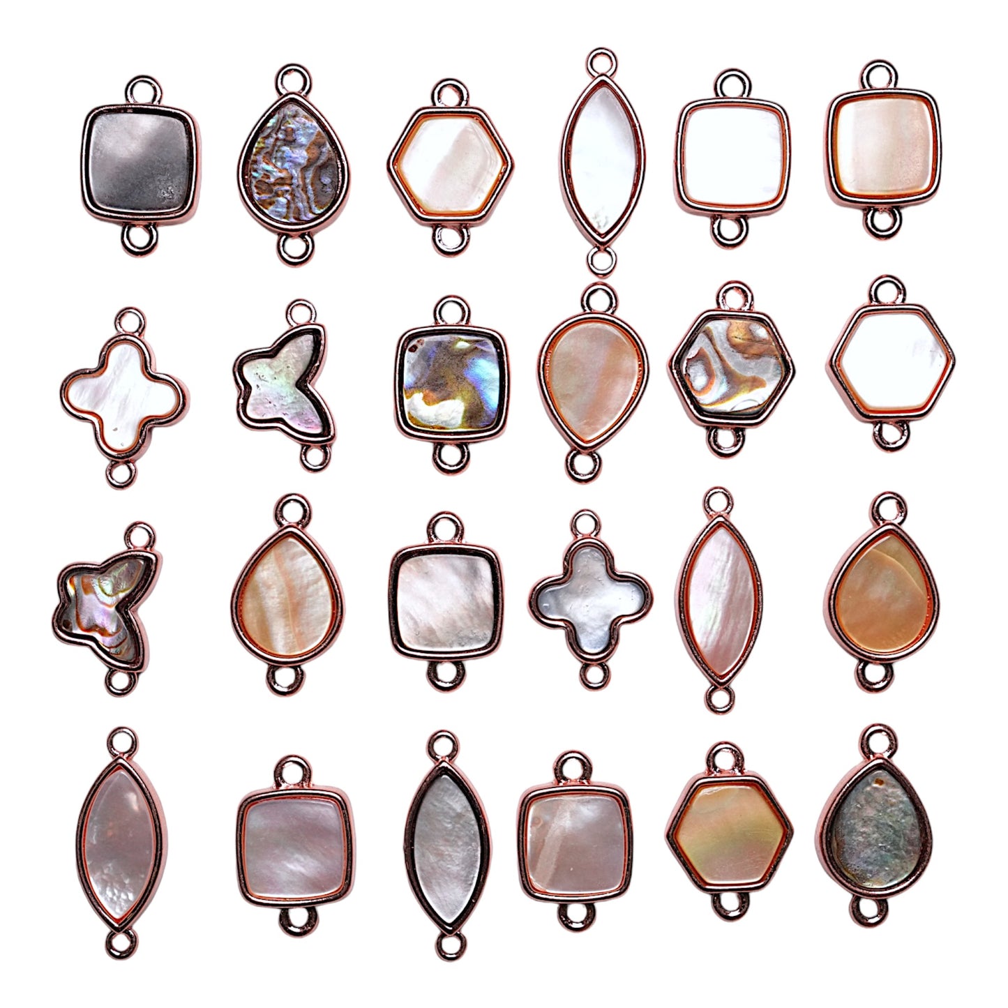 5 connecteurs en nacre naturelle et laiton bronze aléatoire - Foliesbijoux