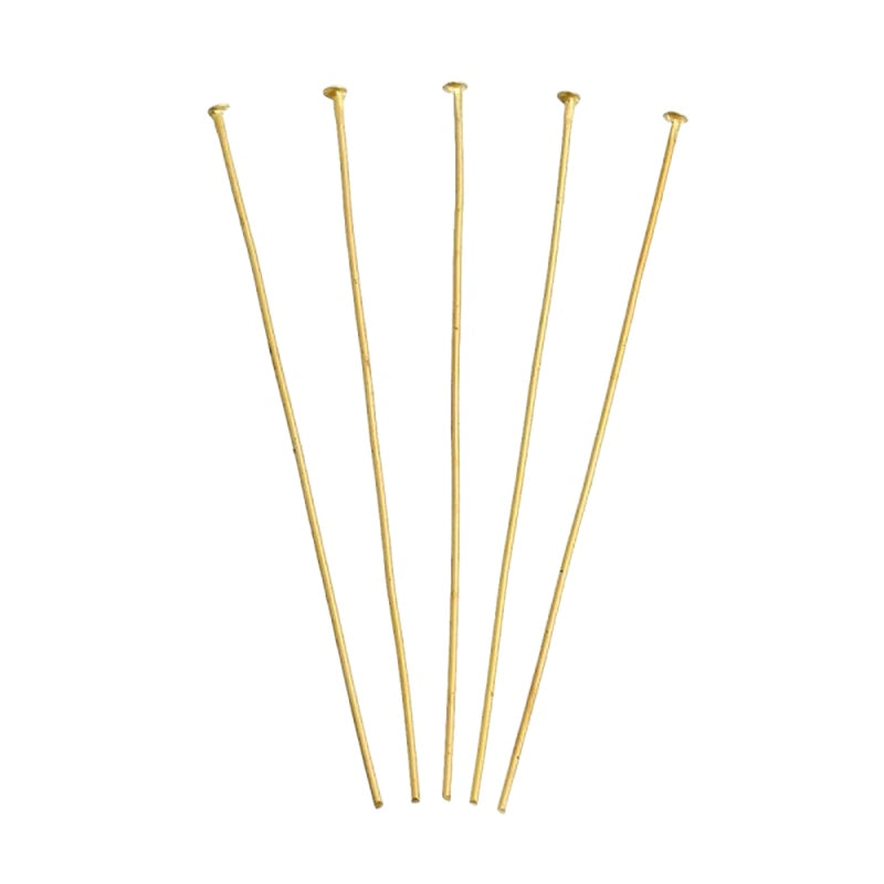 100 Tiges clous plats en acier doré pour fabrication de boucle d'oreille - Foliesbijoux