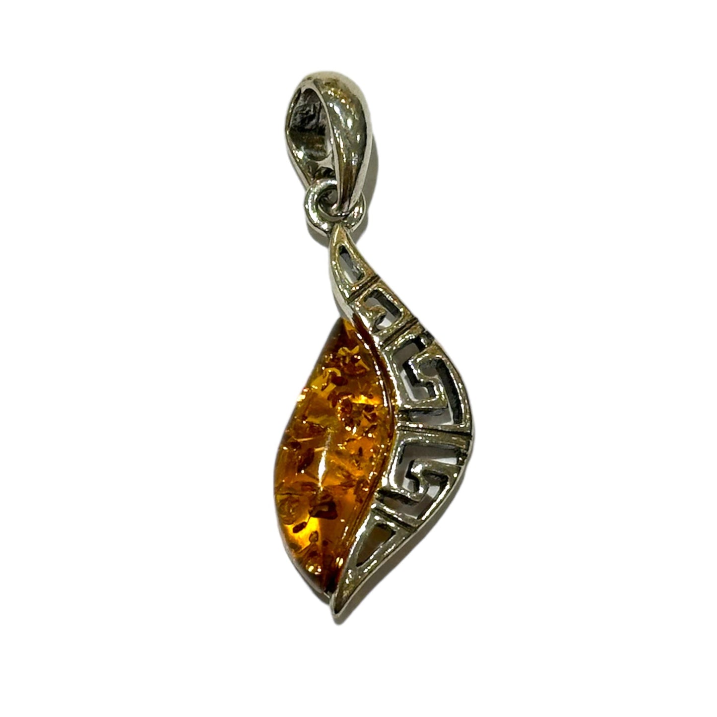 Pendentif ambre & argent #20 - Foliesbijoux