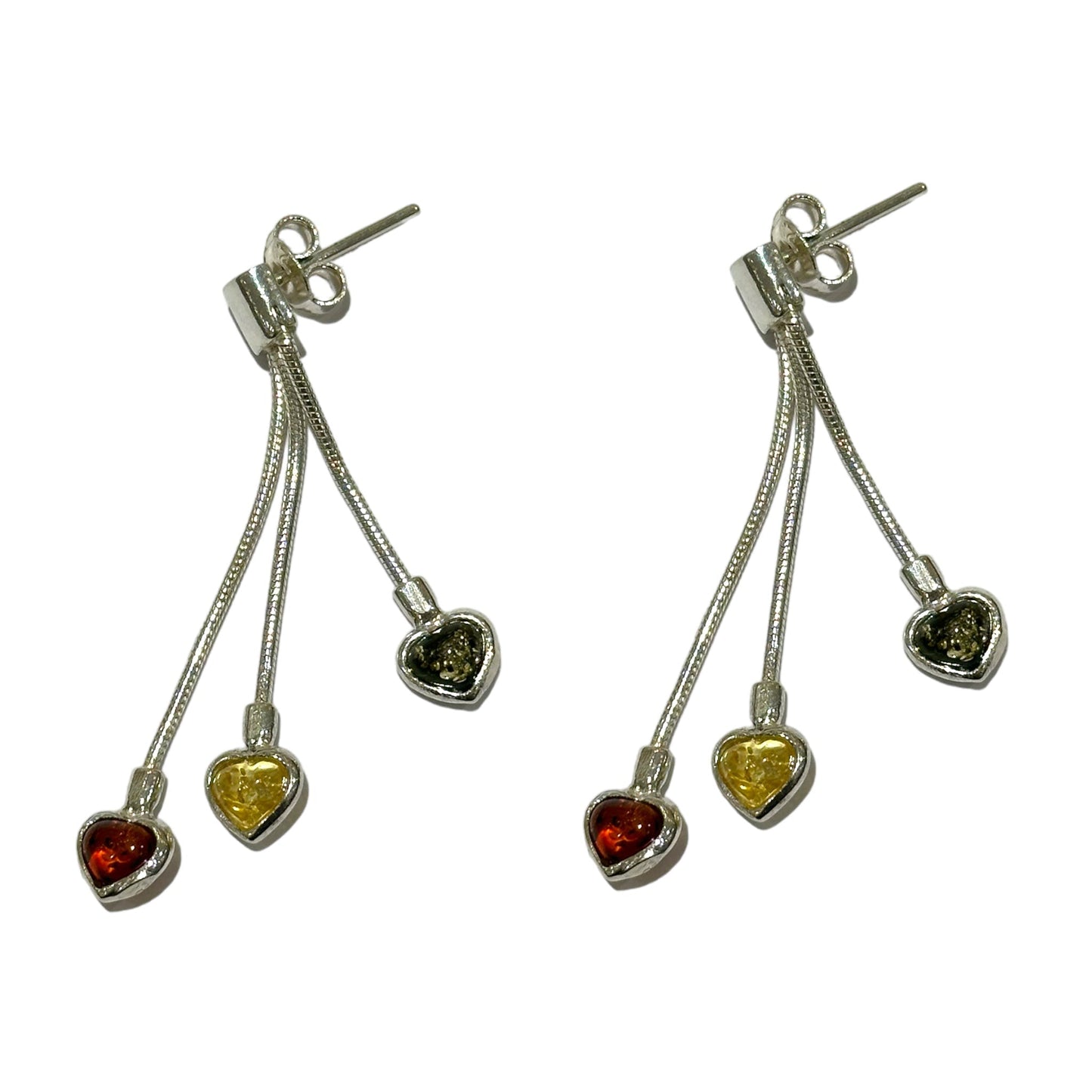 Boucle d'oreille pendante en ambre & Argent 925 - Foliesbijoux