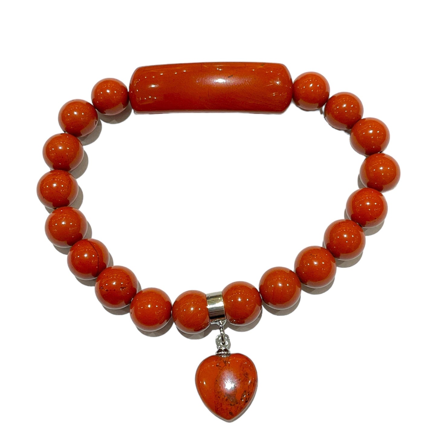 Bracelet Jaspe rouge A cœur - Foliesbijoux