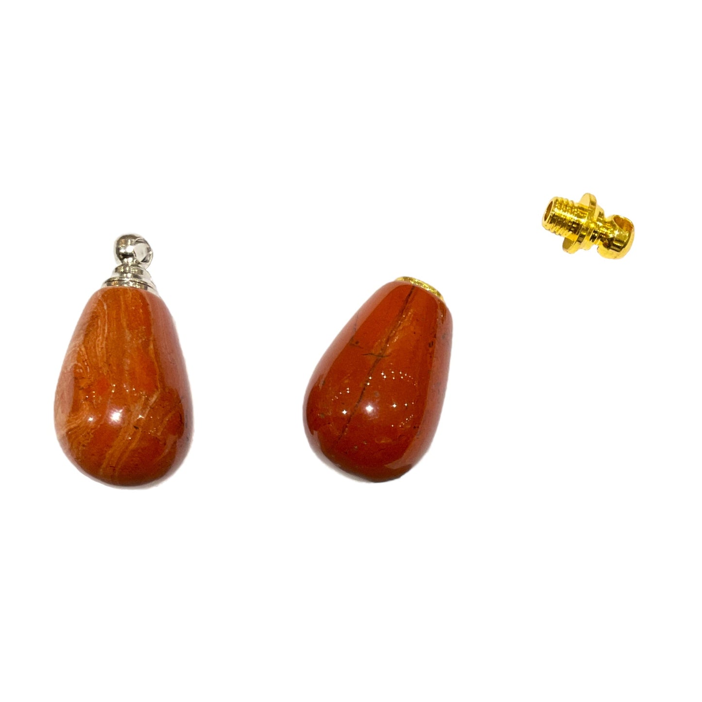 Pendentif fiole en Jaspe rouge e acier pour huile essentielle/parfum - Foliesbijoux