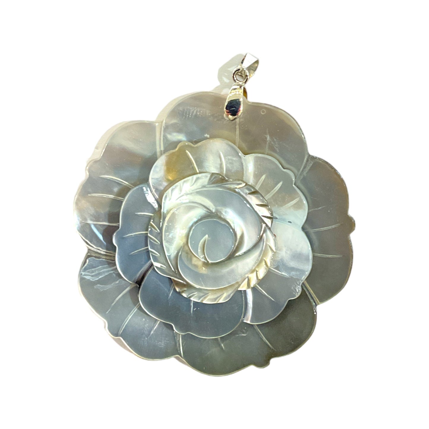 Pendentif rose en nacre grise - Foliesbijoux