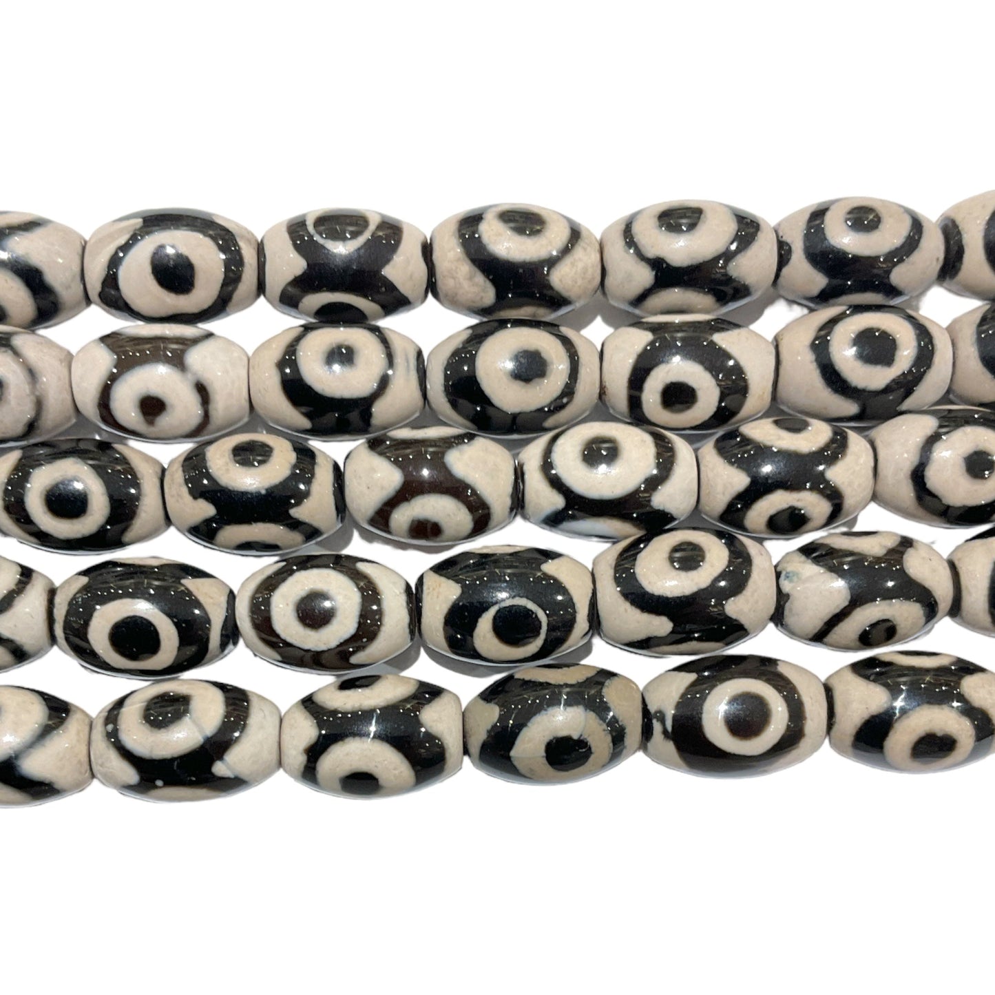 Fil de perle Agate du Tibet Dzi 8 x 12 mm #4 - Foliesbijoux