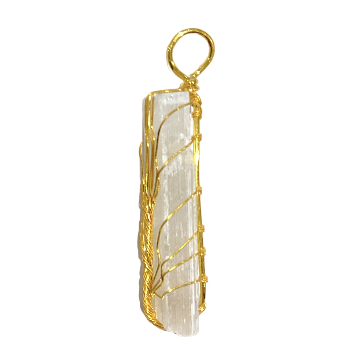 Pendentif Sélénite brut et arbre de vie - Foliesbijoux