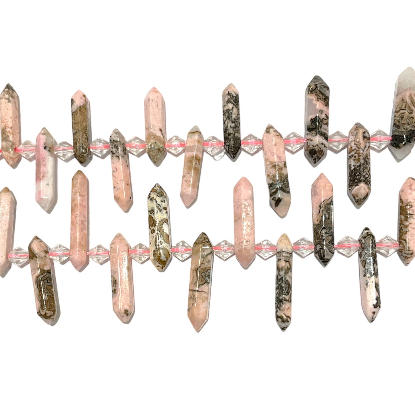 Fil pendentifs pointe Rhodonite rose d’Afrique - Foliesbijoux