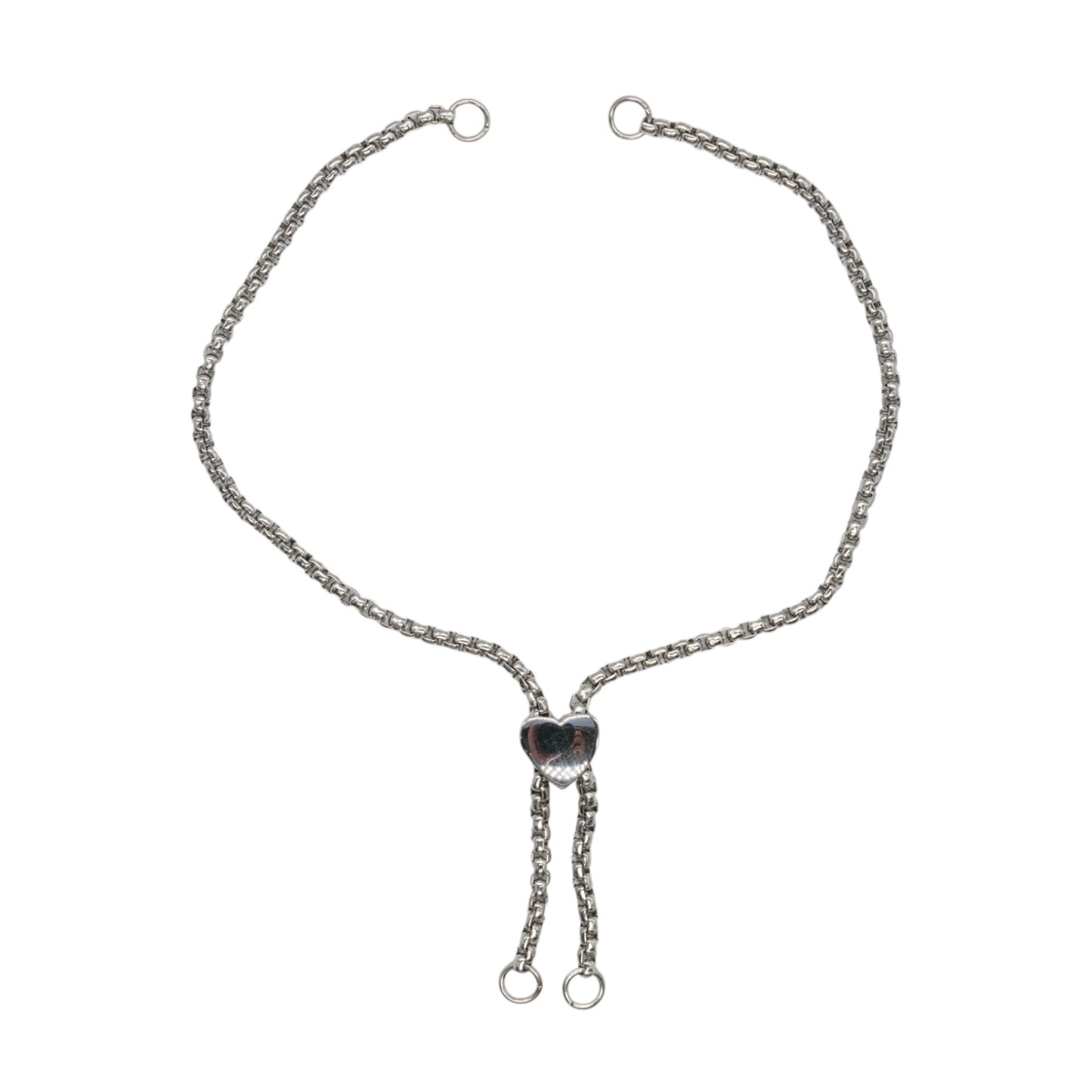 10 Chaînes bracelet d’extension réglable jusqu’à 26 cm acier avec perle cœur coulissante