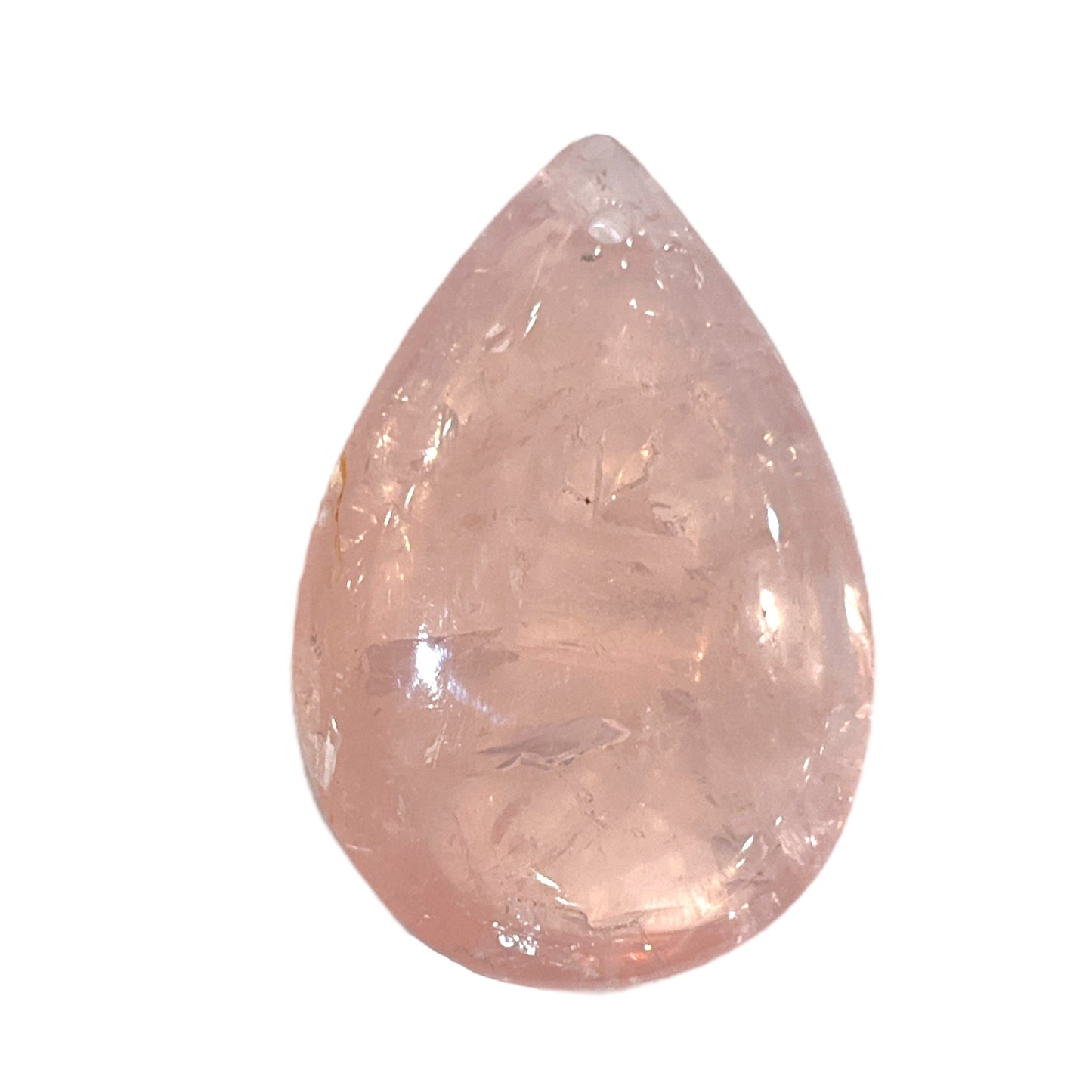 Pendentif Quartz rose forme goutte plate percé devant - Foliesbijoux