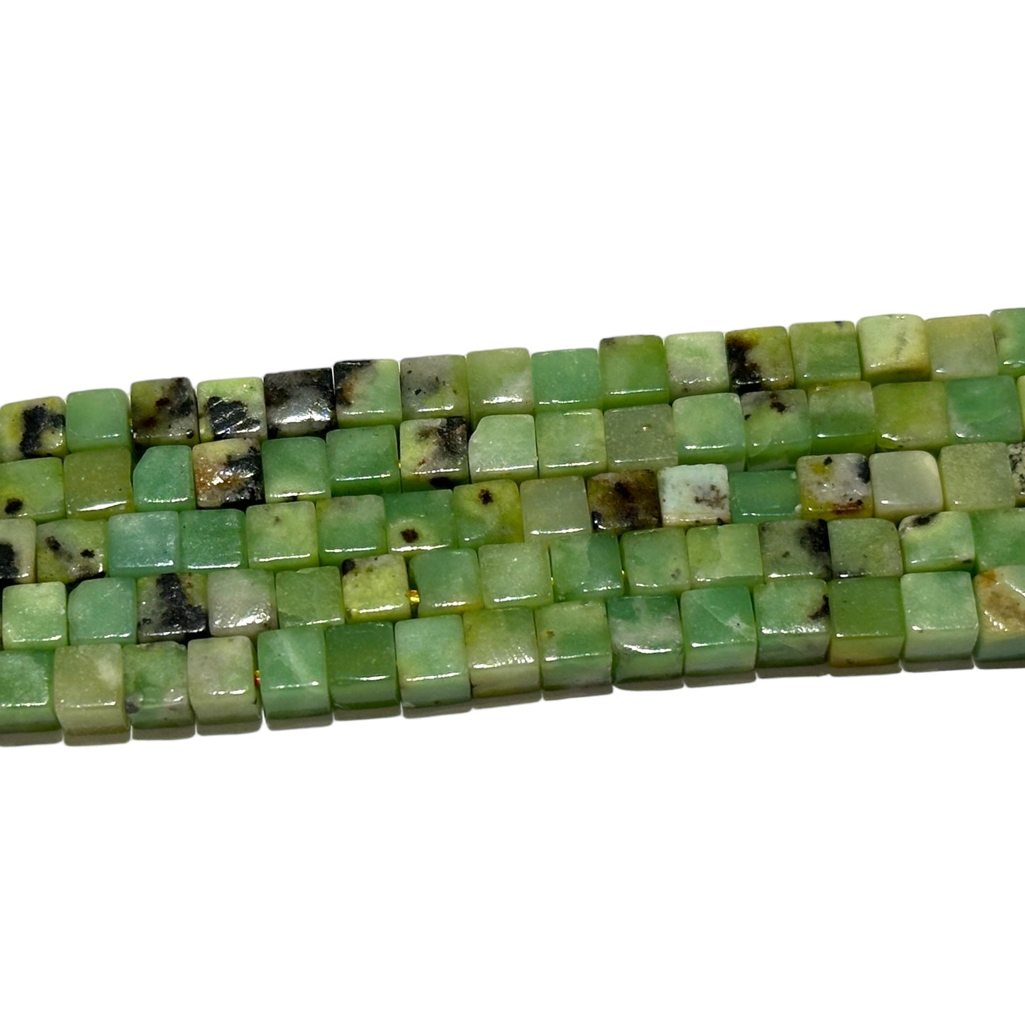 Fil de perles carrées Chrysoprase Citron 4x4 mm A - Foliesbijoux